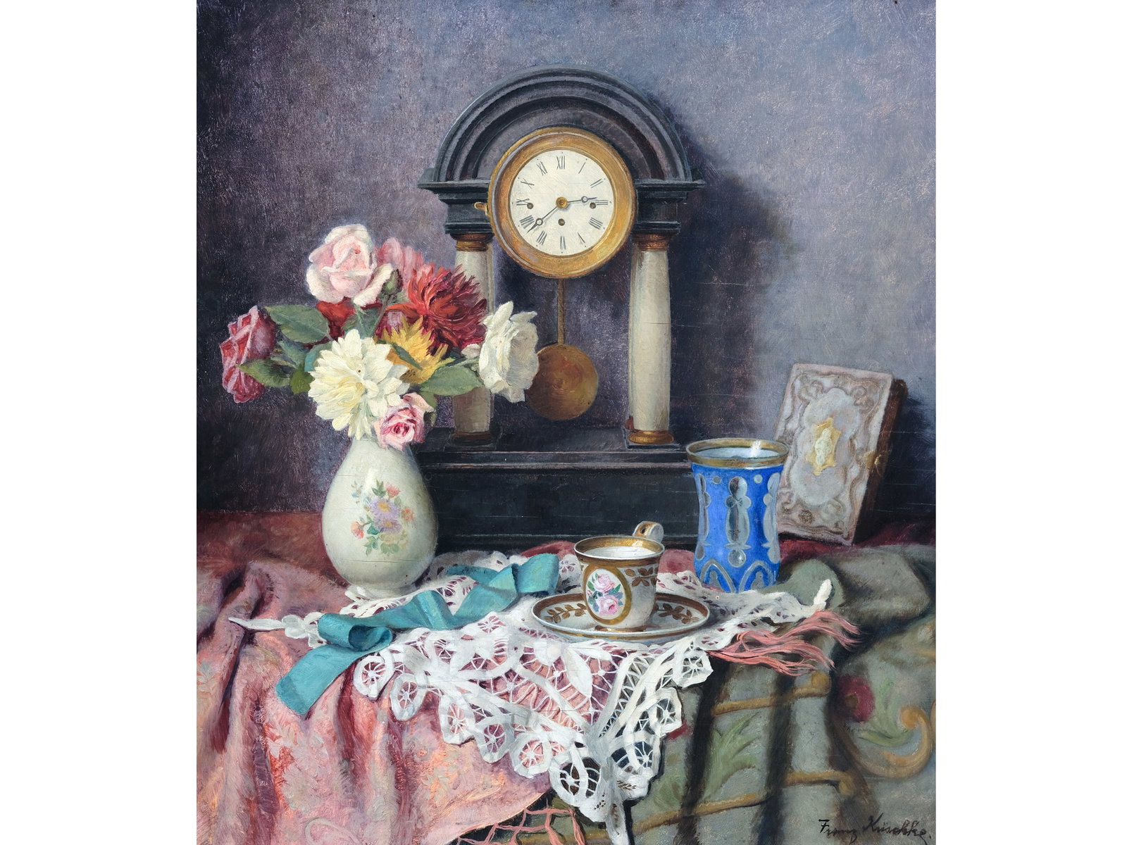 Franz Krischke, Becka 1885 - 1960 Vienna: Franz Krischke Becka 1885 - 1960 Vienna Still life Oil on wood 56 x 49 cm, with frame 72 x 66 cm Signed lower right