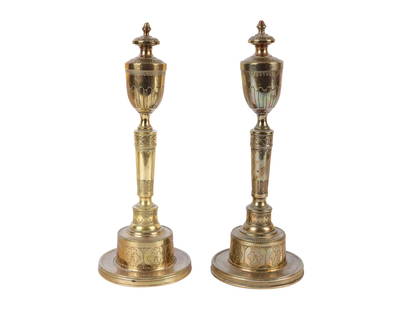 Pair of candlesticks, Louis XVI: Pair of candlesticksLouis XVI19th centuryCast and engraved bronzeHeight 25cm