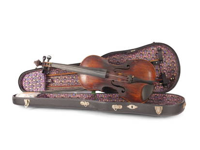 Violin, After a model by Stainer in Absam: ViolinAfter a model by Stainer in AbsamInside labelTotal length 59.5 cm, body length 35.5 cmIncluding 2 bows in violin case