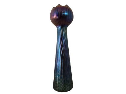 Monumental glass vase, Shape "Hyacinth", decoration "sea urchin": Monumental glass vaseShape "Hyacinth", decoration "sea urchin"Violet-bluish, Wilhelm Kralik sonEleonorenhain, Austria, ca. 1905Height 48 cm, diameter 15 cVery good condition