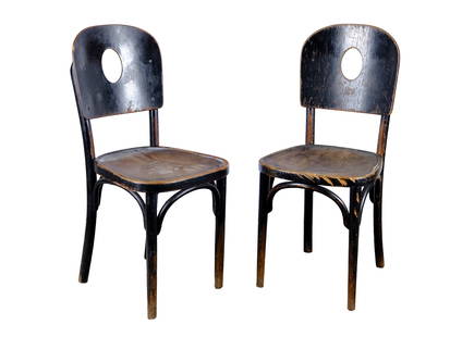 Pair of armchairs, J. and J. Kohn: Pair of armchairsJ. and J. KohnDesigned by Josef Hoffmann?Height 90 cmProvenance: Laudon Castle