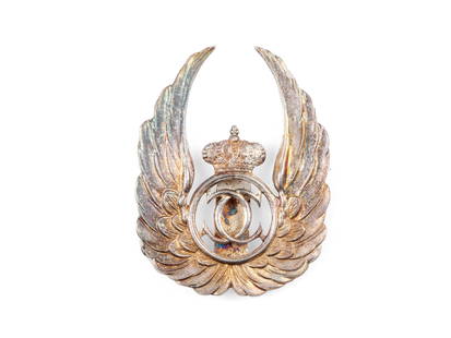 Air Force badge, Carol II.: Air Force badgeCarol II.Romania4,8 x 3,6 cmThe badge for air observers, model King Carol II is a Romanian military badge from the interwar period (1930-1940), which was worn by air force officers who