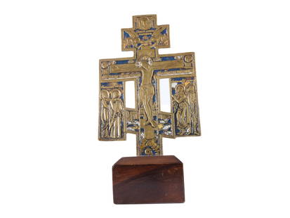 Icon/Cross, 18th/19th century: Icon/Cross18th/19th centuryCast bronze or brassTotal height 22 cm, width 11.5 cm