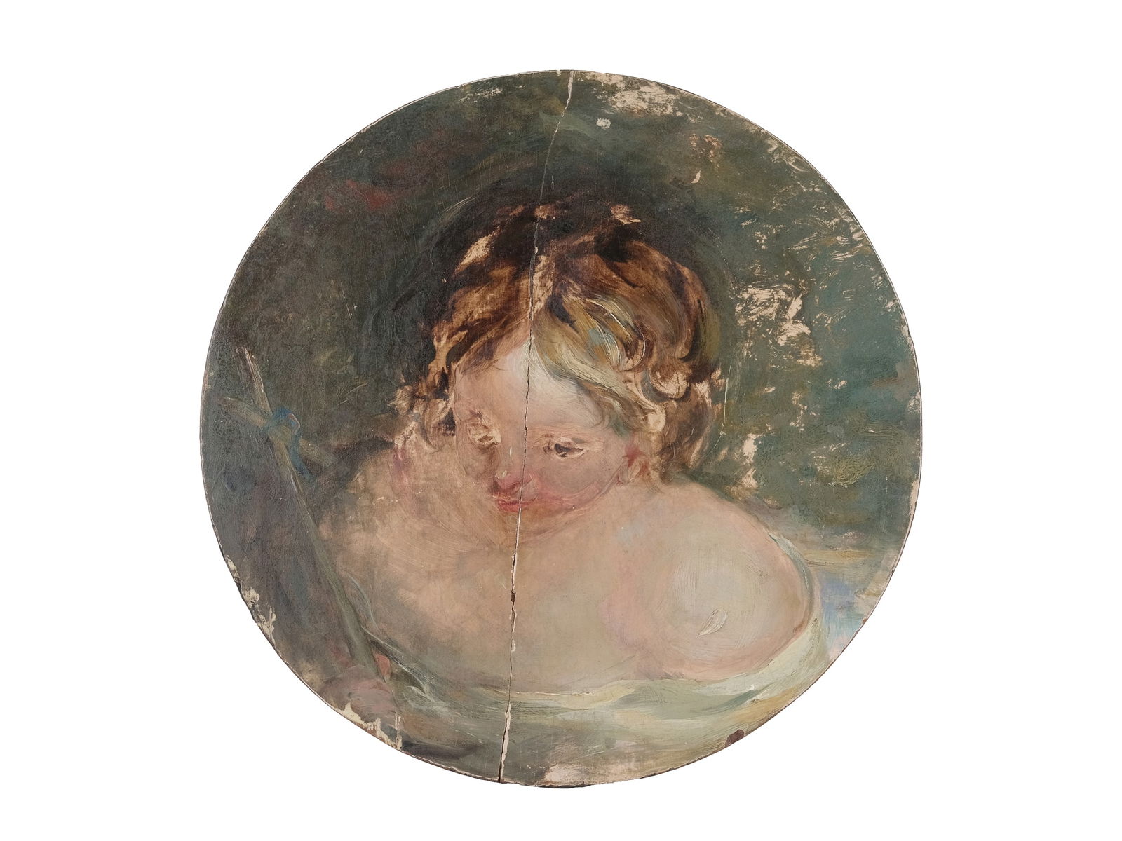 TONDO, JOHN THE BAPTIST: TondoJohn the BaptistFlemish17th centuryOil on oak panelDiameter 26.5 cm