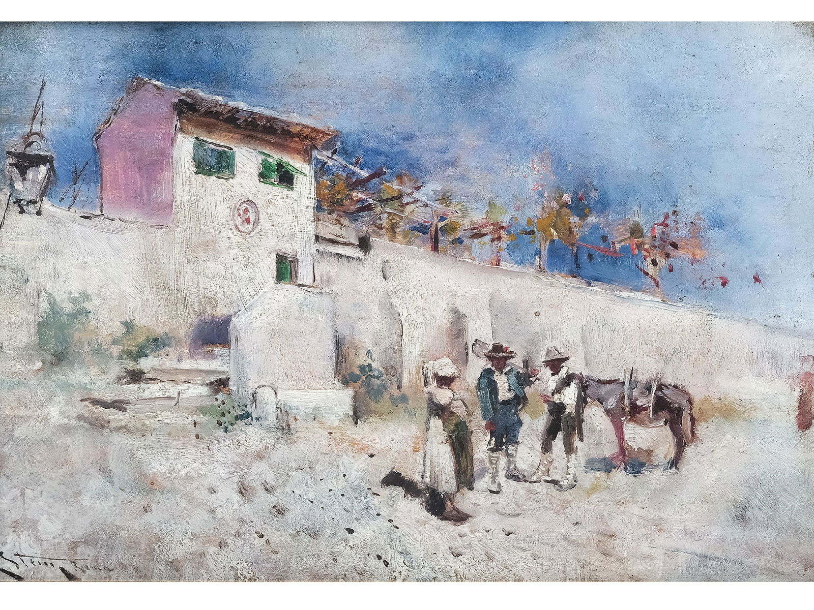 GEORGES STEIN, PARIS 1855 - 1930 GENOA: Georges SteinParis 1855 - 1930 GenoaMotif from southern ItalyOil on wood15 x 23 cm, with frame 32 x 40 cmSigned lower left