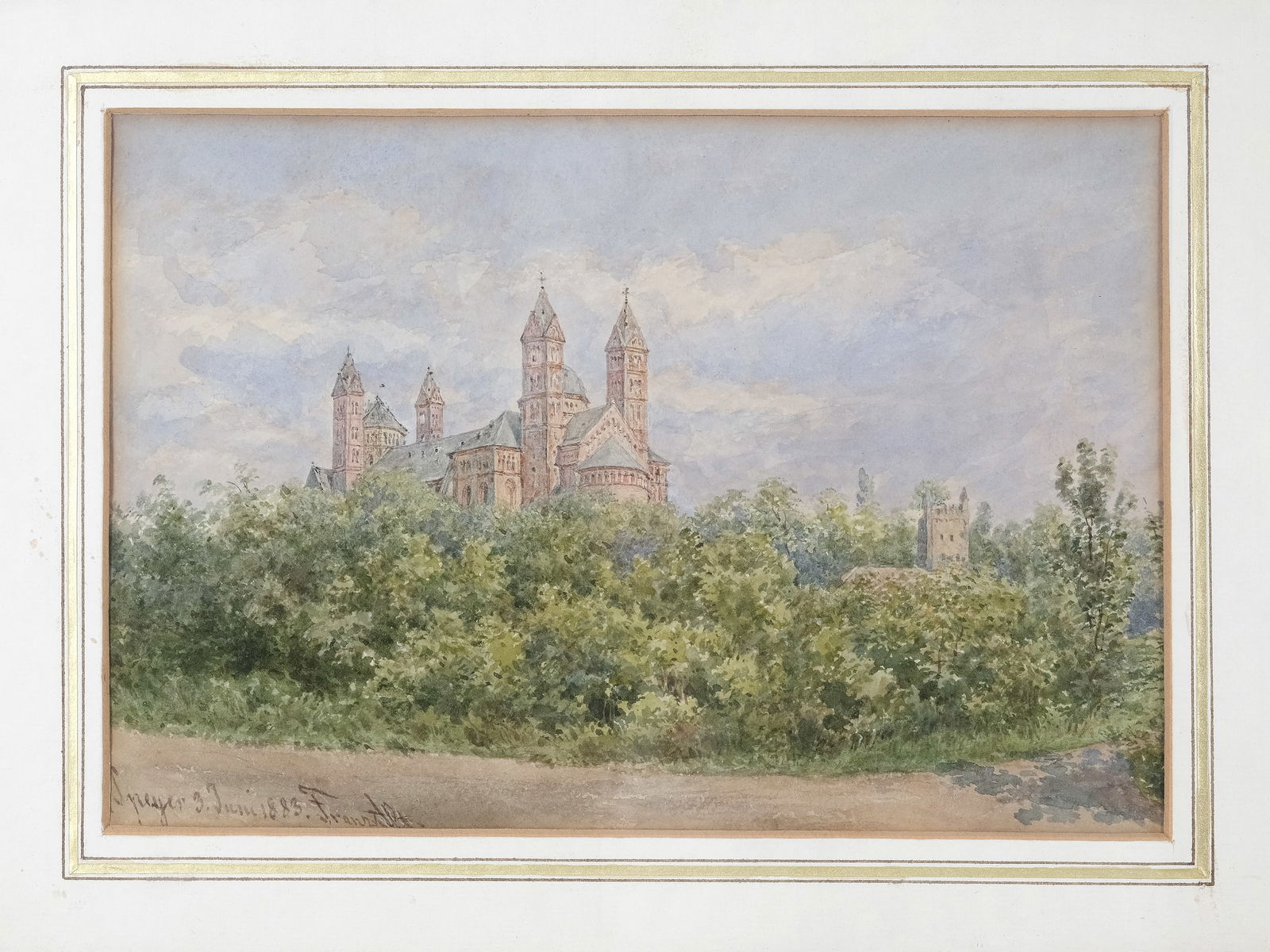 FRANZ ALT, VIENNA 1821 - 1914 VIENNA: Franz AltVienna 1821 - 1914 ViennaView of Speyer CathedralWatercolor on paper17.5 x 25.5 cm, with frame 30.5 x 42.5 cmSigned, inscribed, and dated 1883 lower left