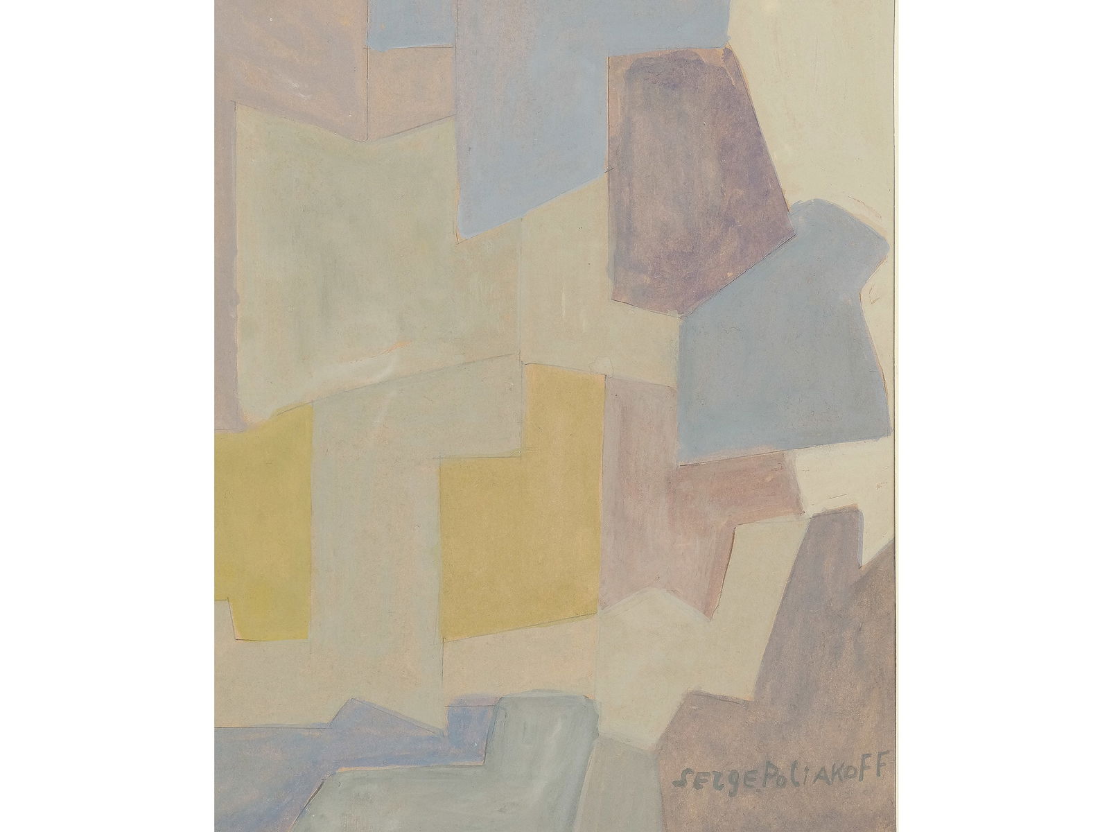 SERGE POLIAKOFF , MOSCOW 1900 - 1969 PARIS: Serge Poliakoff Moscow 1900 - 1969 ParisAbstract compositionMixed media on paper21.5 x 17 cm, with frame 31.5 x 25.5 cmSigned lower right