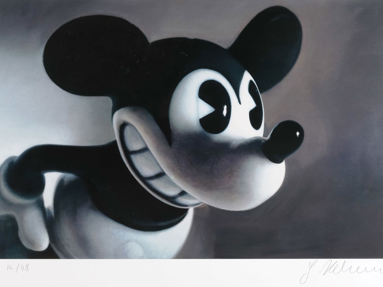 GOTTFRIED HELNWEIN *, BORN IN 1948 IN VIENNA: Gottfried Helnwein *Born in 1948 in ViennaMickey MouseLithograph on paper68 x 100 cm, with frame 96 x 121 cmSigned lower rightNumbered 16/48 lower left