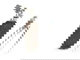 LEMON SQUEEZER BY PHILIPPE STARCK FOR ALESSI, AND A SODA WATER BOTTLE: Lemon squeezer by Philippe Starck for Alessiand a soda water bottleOnline viewing only!