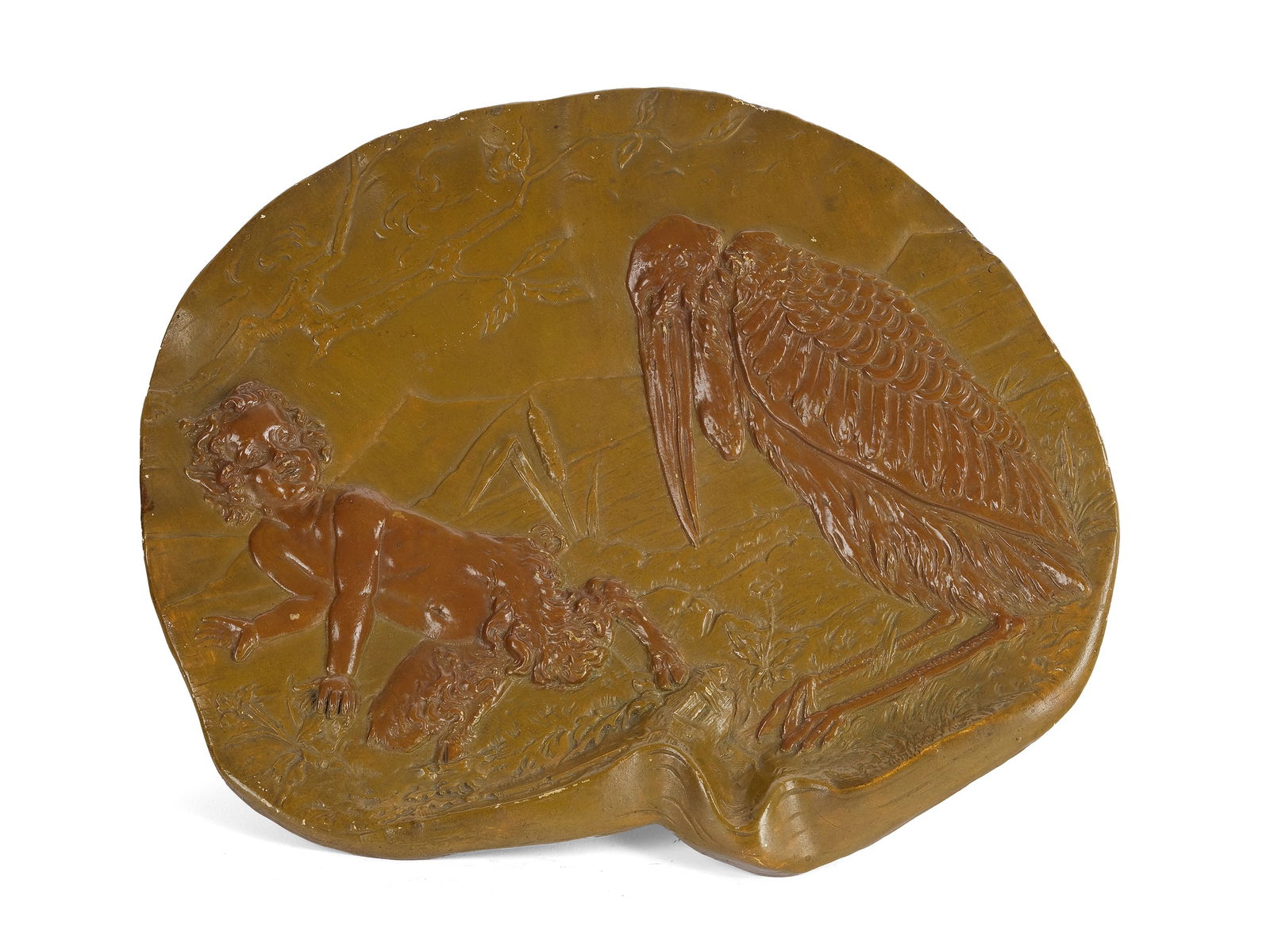 ART NOUVEAU PLATE, ERNST WAHLISS: Art Nouveau plateErnst WahlissTurn - ViennaPlateAround 1910Ceramic, colorfully paintedLength 26 cm, width 24 cmMarked on the bottom