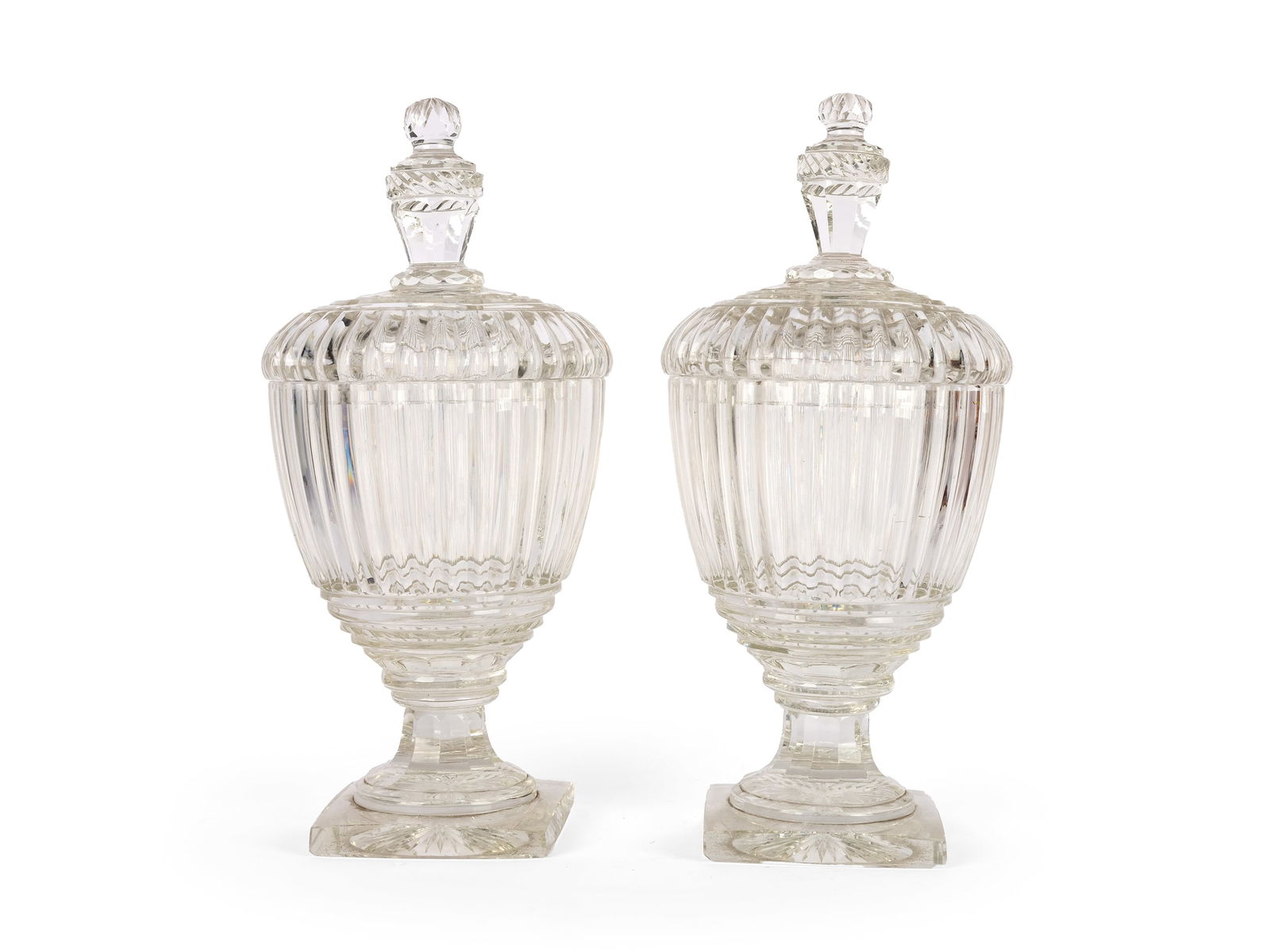 PAIR OF LIDDED GOBLETS AS TABLE CENTERPIECE, BOHEMIA (1 of 3)