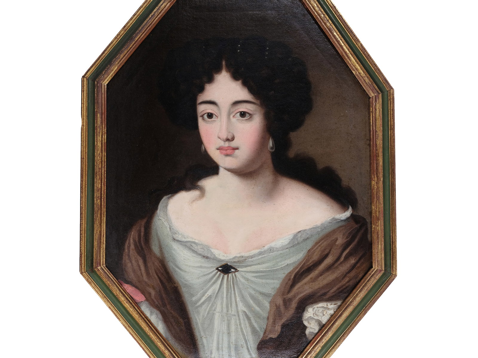 PORTRAIT OF A LADY, THE DUCHESS OF MAZARIN - HORTENSE MANCINI: Portrait of a Lady the Duchess of Mazarin - Hortense Mancini Italy 18th century Oil on canvas, relined 67.5 x 49.5 cm, with frame 75 x 57.5 cm