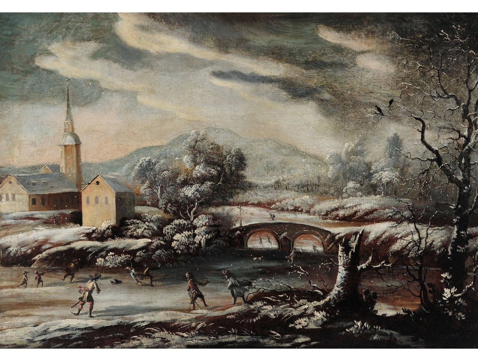 WINTER PLEASURES, FLEMISH: Winter PleasuresFlemish17th centuryOil on canvas72.5 x 102.5 cm, with frame 84.5 x 113 cm