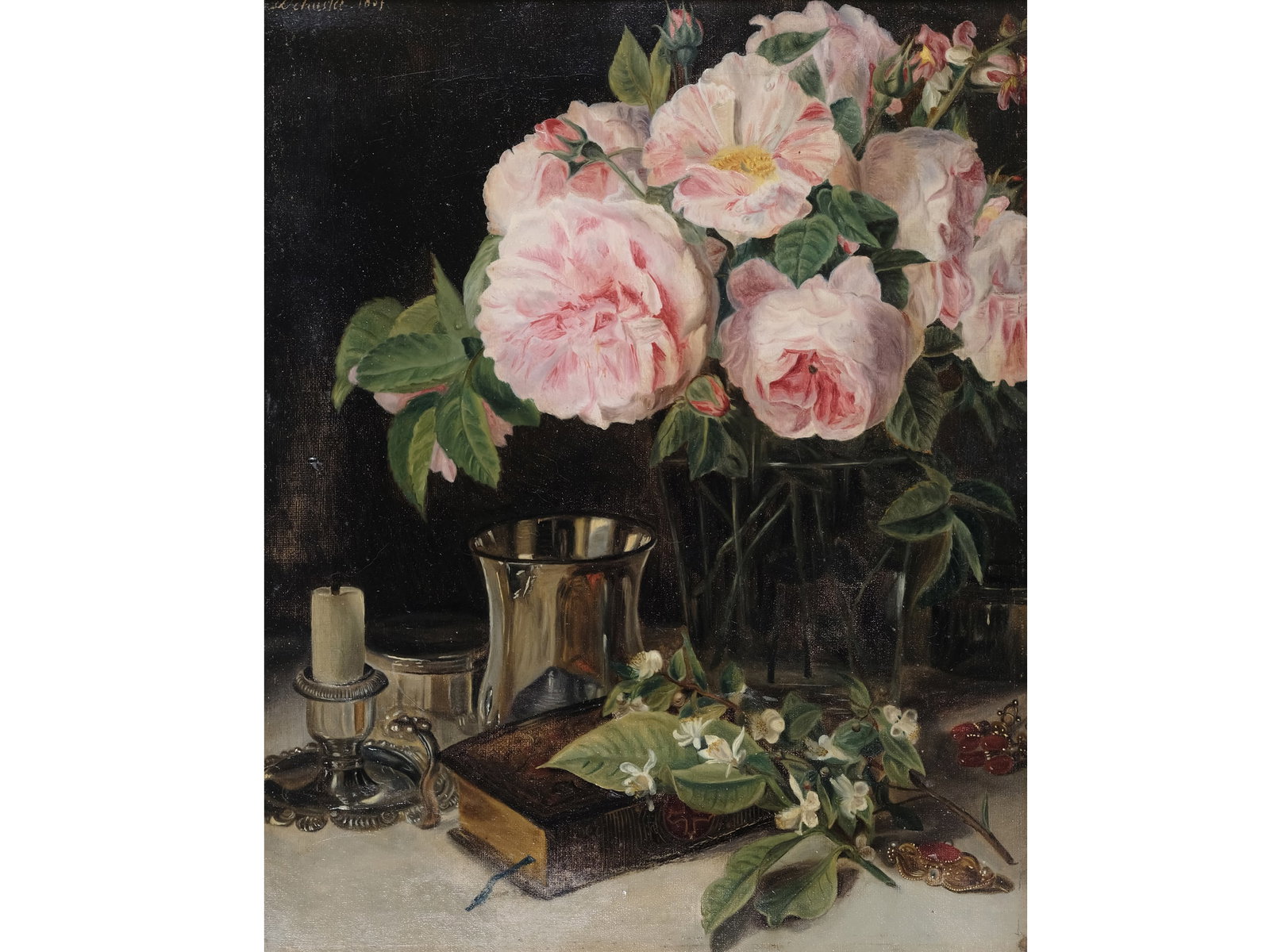 FLOWER STILL LIFE, OIL ON CANVAS: Flower still lifeOil on canvas31.5 x 26 cm, with frame 40 x 34 cm