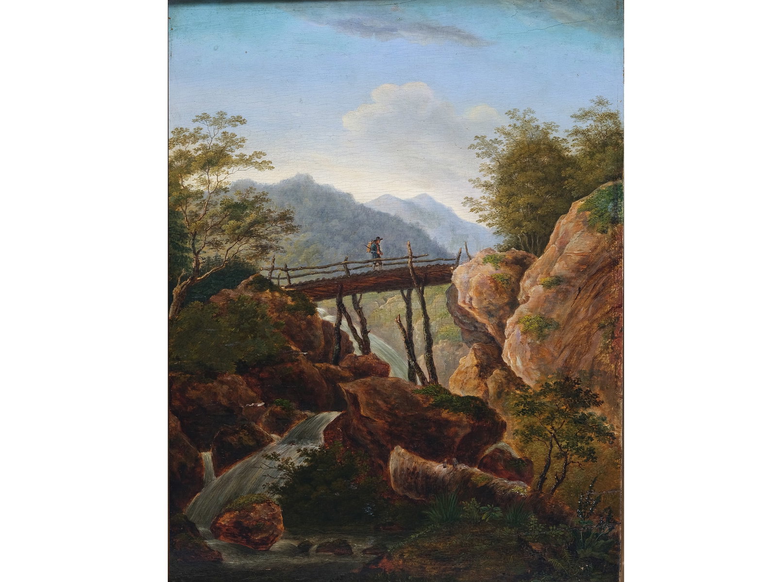 JOHANN JAKOB DORNER THE YOUNGER, 1775 - 1852, ATTRIBUTED: Johann Jakob Dorner the Younger1775 - 1852, attributedLandscapeOil on wood 37.5 x 27.5 cm, with frame 54 x 45.5 cm