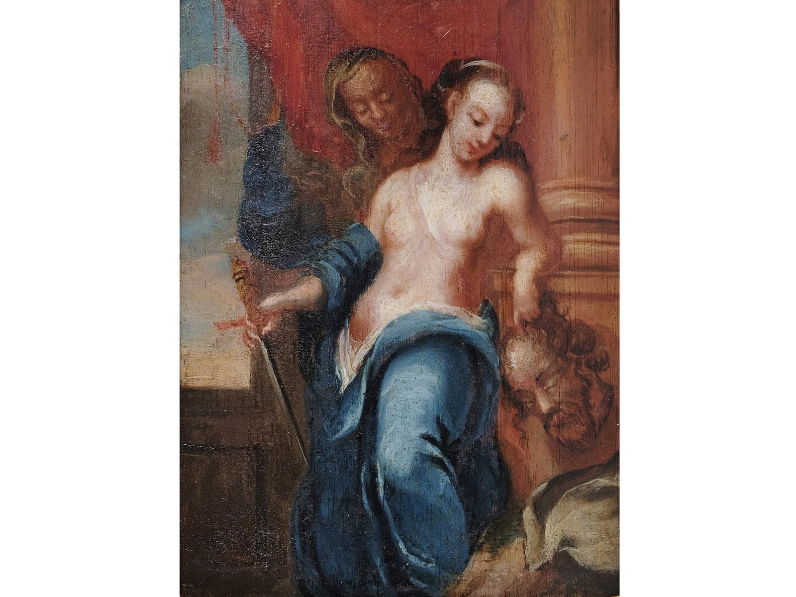 JUDITH AND HOLOFERNES, MINIATURE: Judith and HolofernesMiniatureOil on wood12.5 x 9 cm, with frame 19 x 12.5 cm