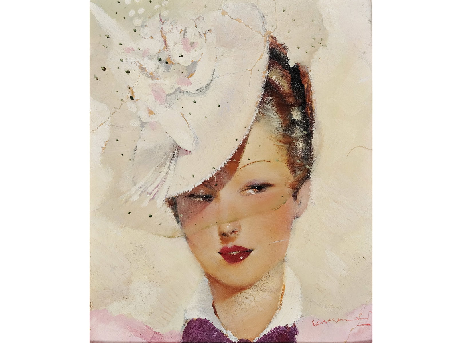 PORTRAIT OF A LADY, IN THE STYLE OF JEAN - GABRIEL DOMERGUE (1 of 5)