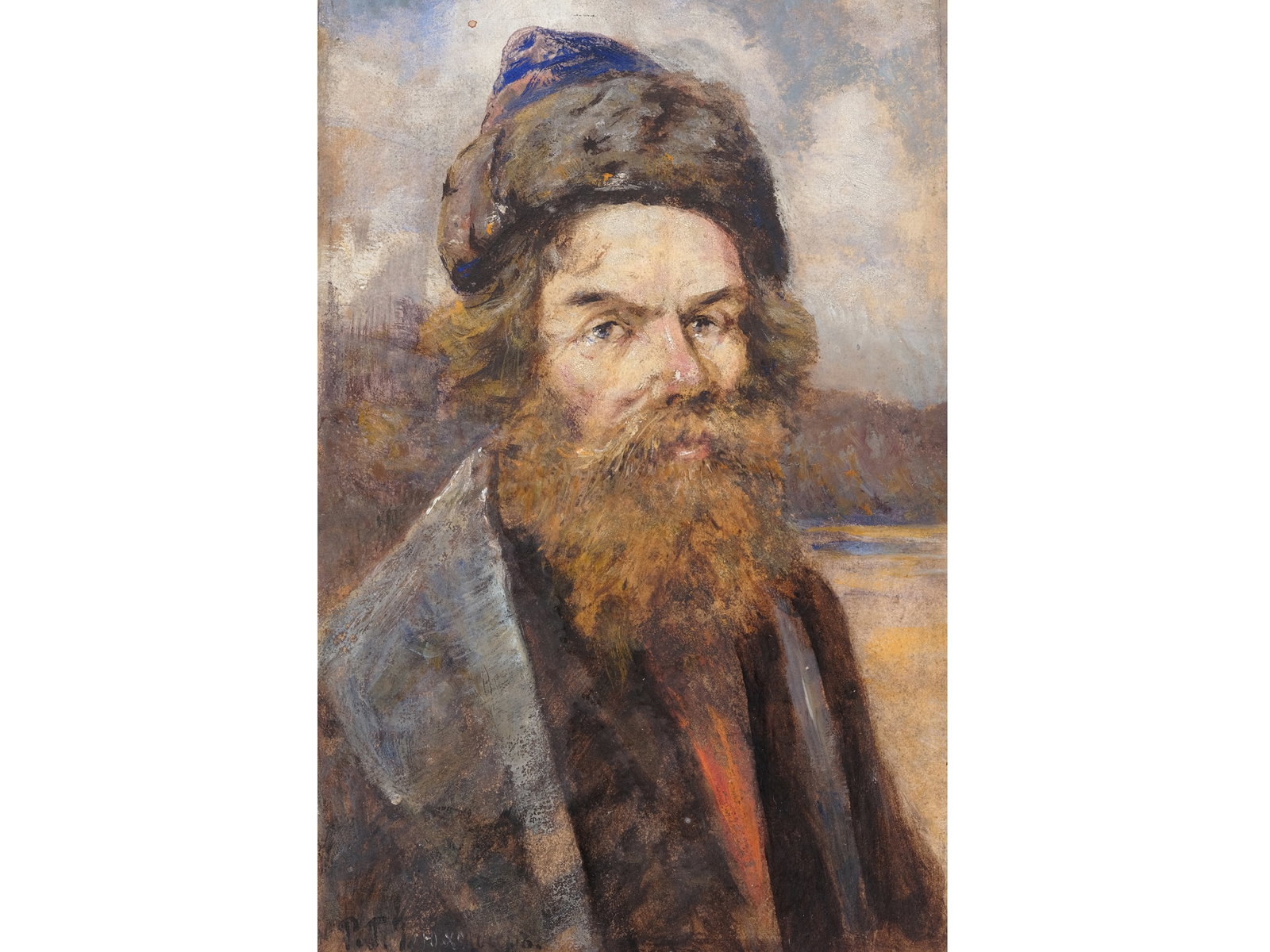 RUSSIAN ARTIST, OIL ON PAPER RELINED ON CARDBOARD: Russian artist Oil on paper relined on cardboard23.5 x 15.5 cmSigned in Cyrillic lower left