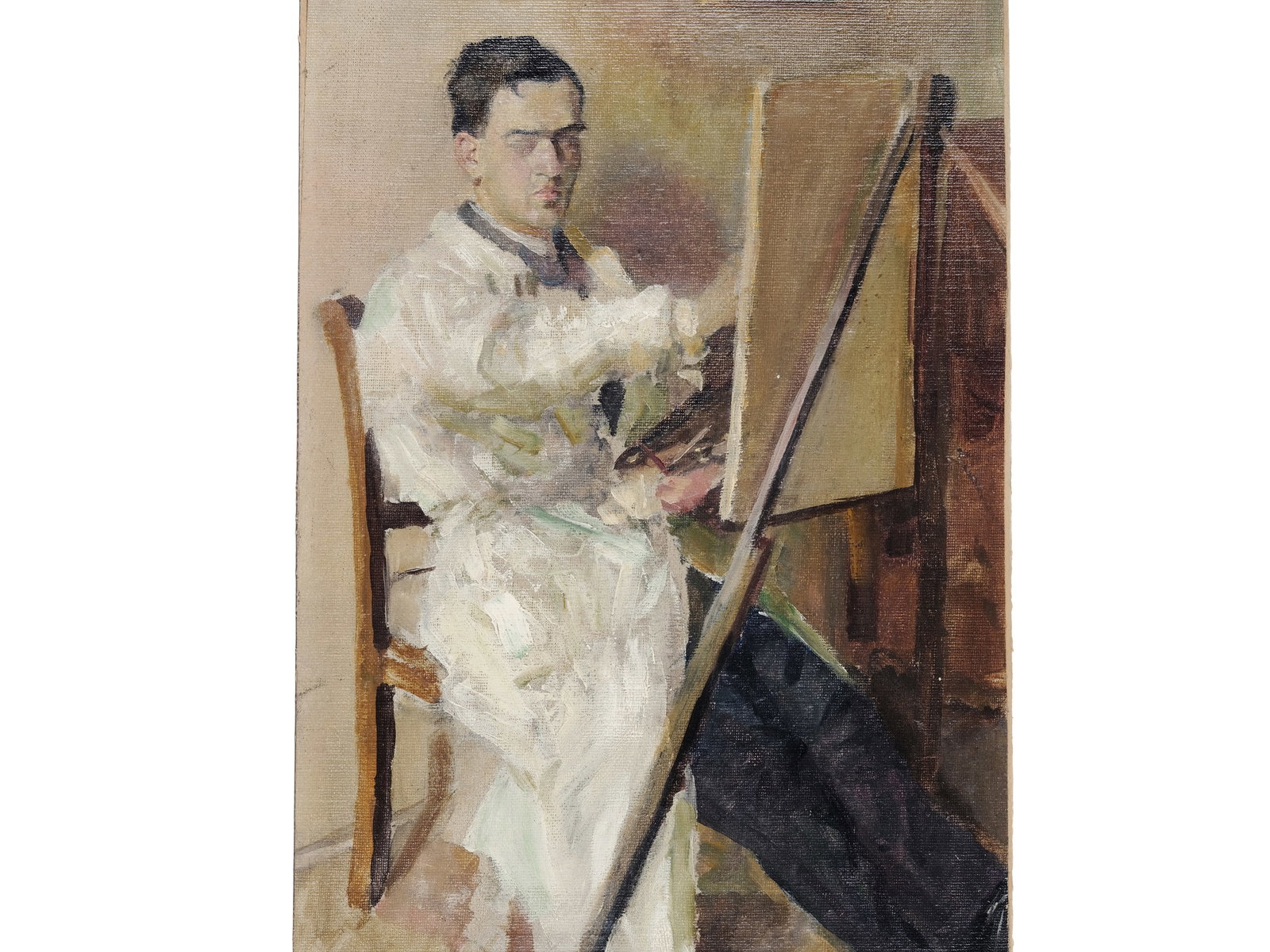 PRAGUE ARTIST AT THE EASEL, OIL ON CANVAS ON CARDBOARD: Prague Artist at the EaselOil on canvas on cardboard31 x 22 cm