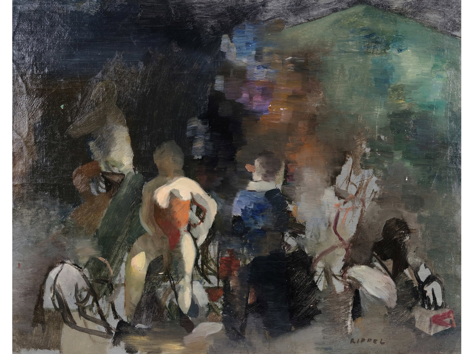 WILHELM RIPPEL, 1905 - 1962: Wilhelm Rippel1905 - 1962In the Circus RingOil on canvas, relined40 x 50 cmSigned lower right