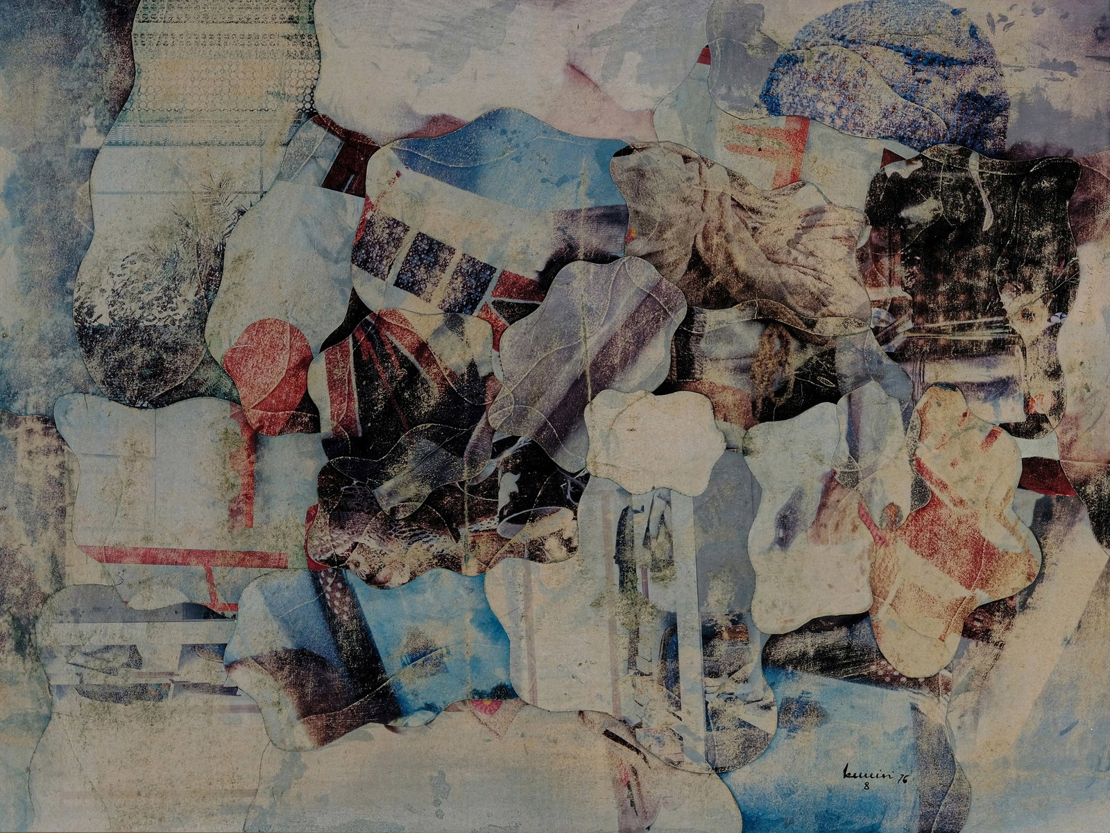 ABSTRACTION, MIXED MEDIA and COLLAGE ON PAPER RELINED ON CARDBOARD (1 of 5)