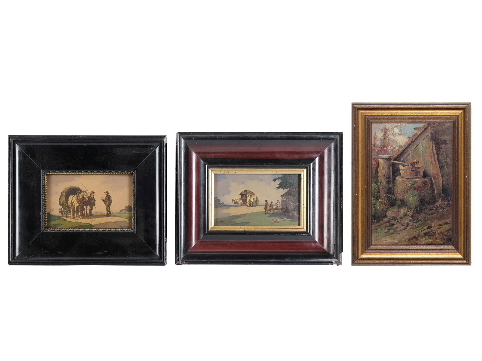 BUNDLE: 2 WATERCOLORS and 1 OIL PAINTING, FRITZ SCHOLL, 1873 - 1952 (1 of 6)