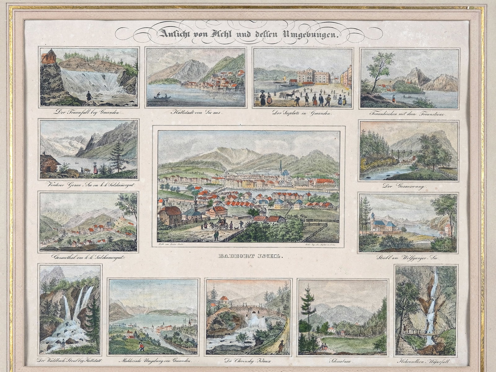 VIEWS OF ISCHL AND ITS SURROUNDINGS, LITHOGRAPH ON PAPER: Views of Ischl and its surroundingsLithograph on paper39 x 48.5 cm, with frame 69 x 81.5 cm