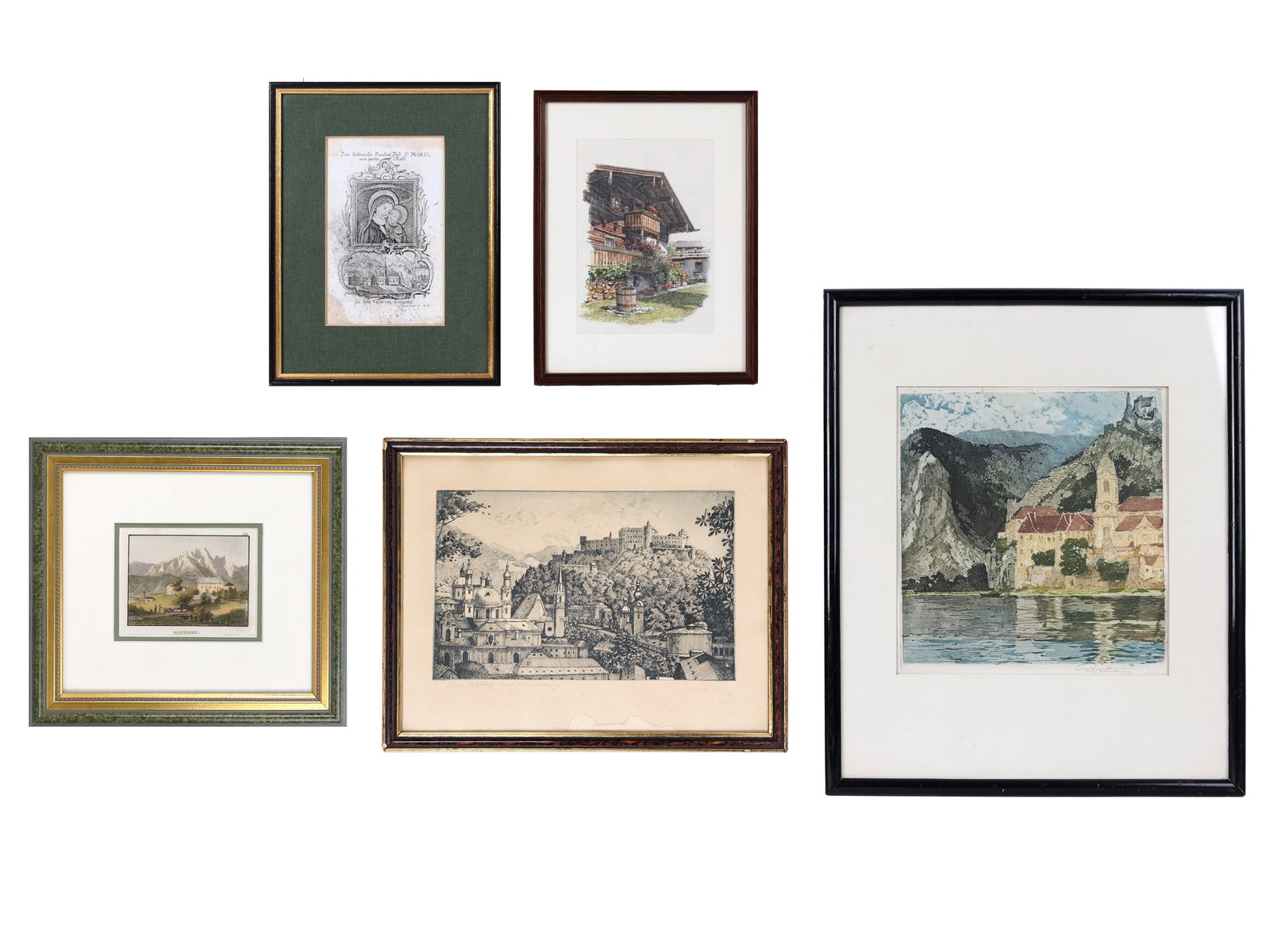 BUNDLE: 5 PRINTS, COPPERPLATE ENGRAVINGS AND COLOR ETCHINGS (1 of 6)