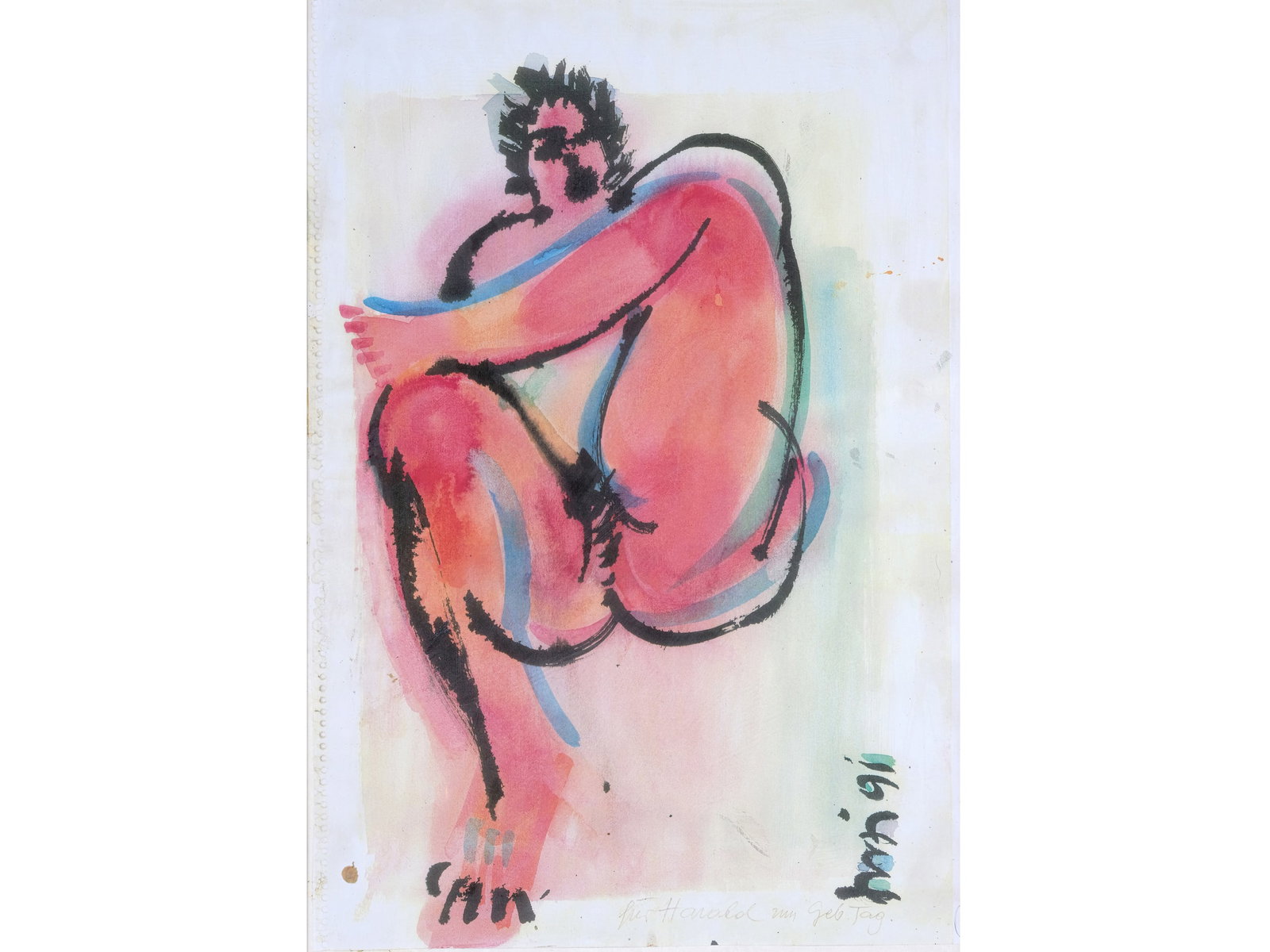 OTTO MUeHL *, 1925 - 2013: Otto Muehl *1925 - 2013Female NudeLithograph on paper43 x 30 cm, with frame 46.5 x 33.5 cmDated (19)91 lower right Numbered on the reverse 20/1502