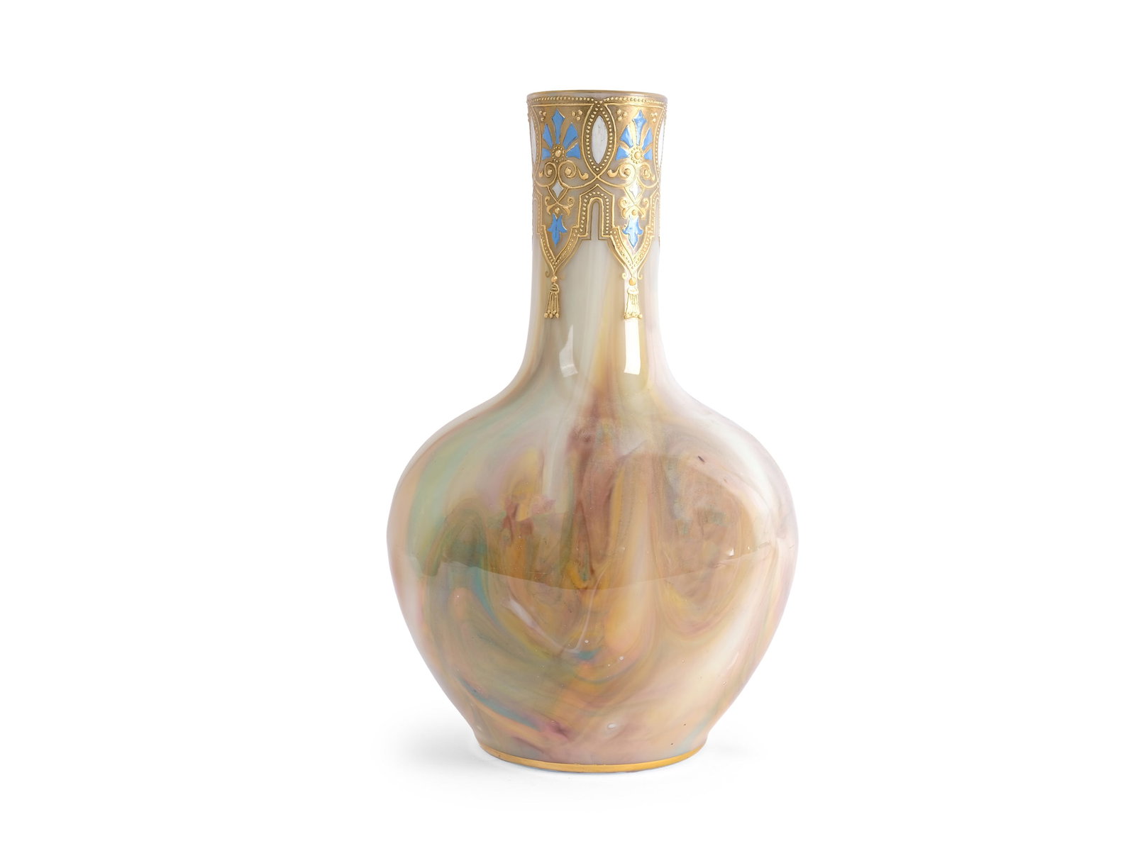 JOHANN LOETZ-WITWE, KLOSTERMUeHLE, VASE, CIRCA 1895: Johann Loetz-Witwe, KlostermuehleVase, circa 1895Iridescent glassDecorated with gold enamel on the neckHeight 26.5 cm