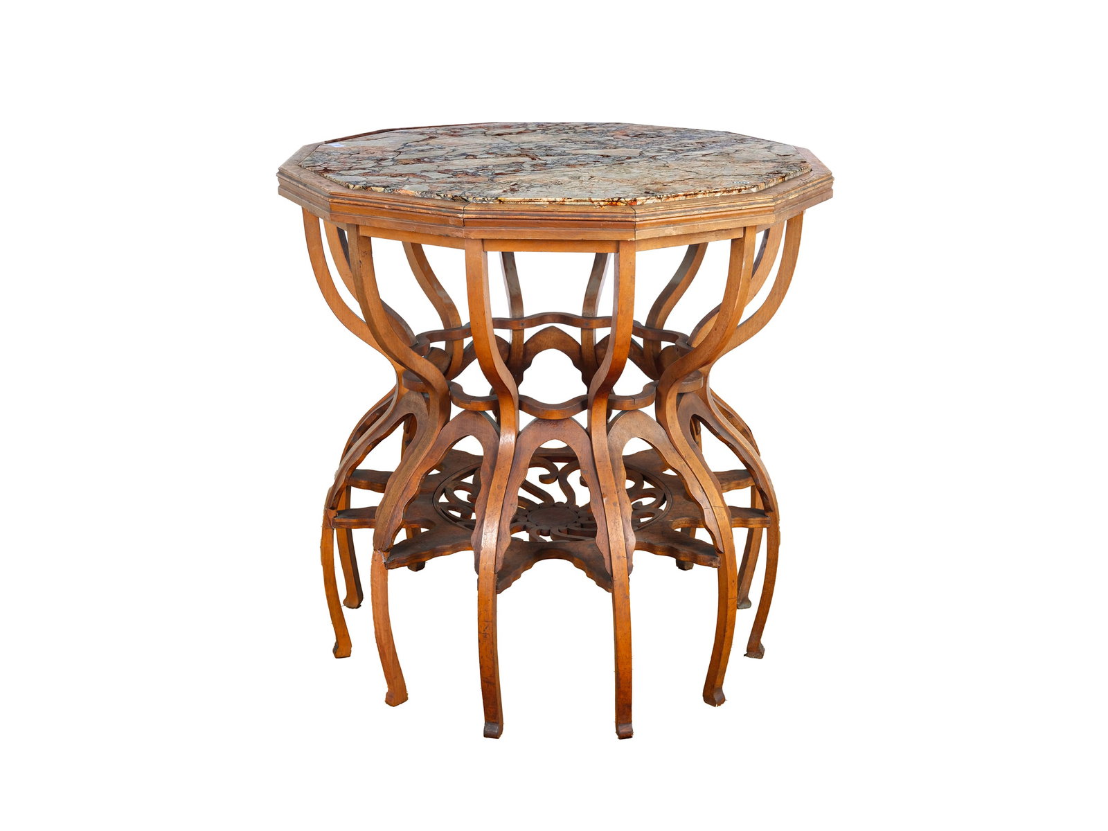 TWELVE-SIDED TABLE, BIEDERMEIER, CIRCA 1830/40 (1 of 7)