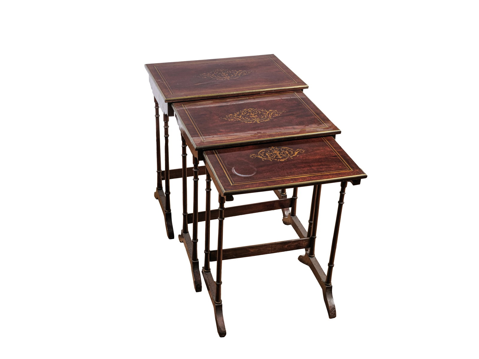 SET OF 4 EXTENDABLE SIDE TABLES, MAHOGANY (1 of 3)