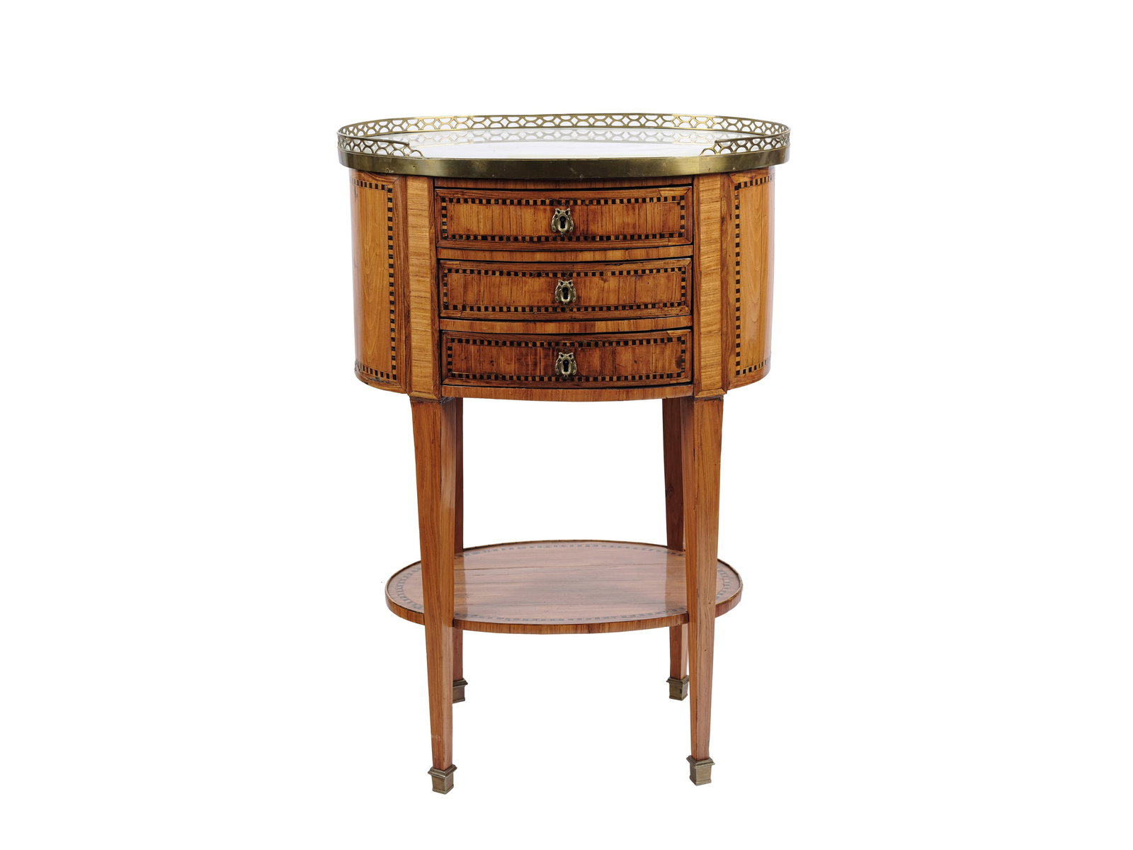 OVAL SIDE TABLE WITH 3 DRAWERS, LATE LOUIS XVI (1 of 4)