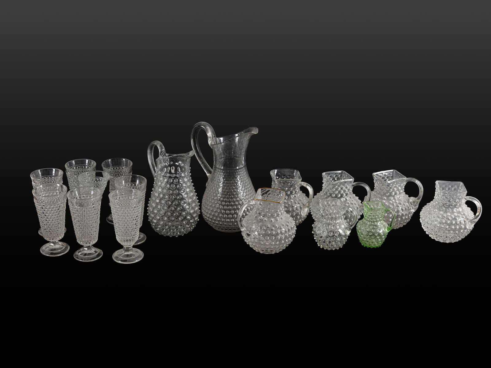 BUNDLE: KNOBBED JUGS AND KNOBBED GLASSES, CLEAR GLASS (1 of 2)