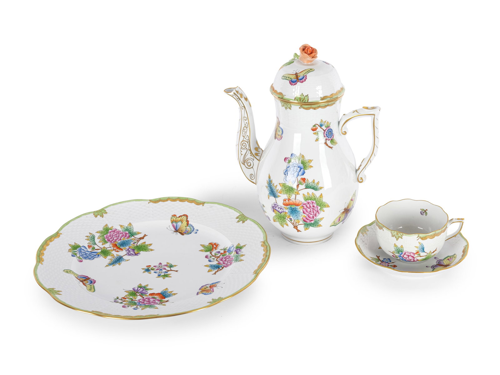 HEREND COFFEE SET, VICTORIA PATTERN - 3