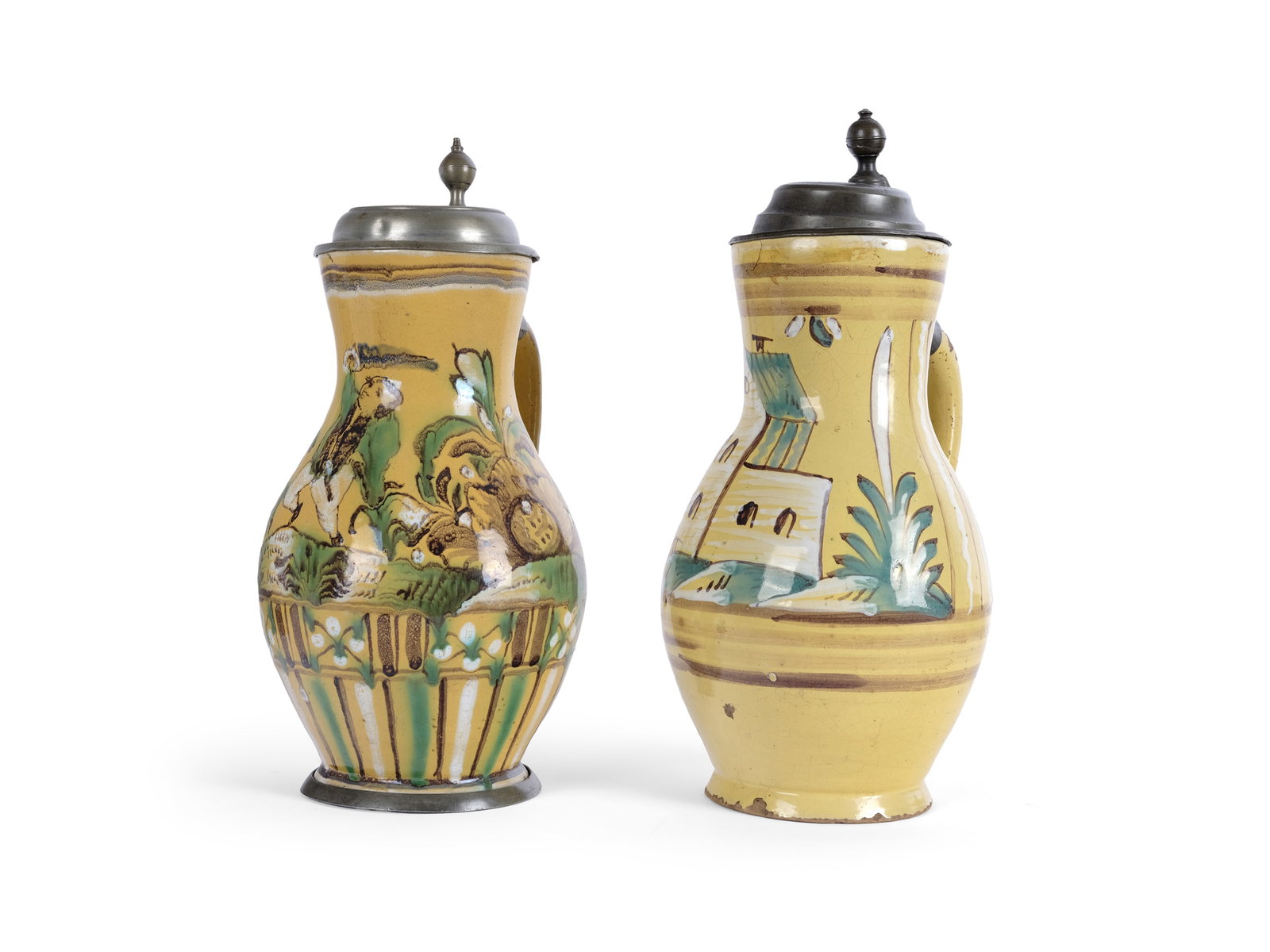 BUNDLE: 2 FAIENCE JUGS, GLAZED FAIENCE (1 of 4)