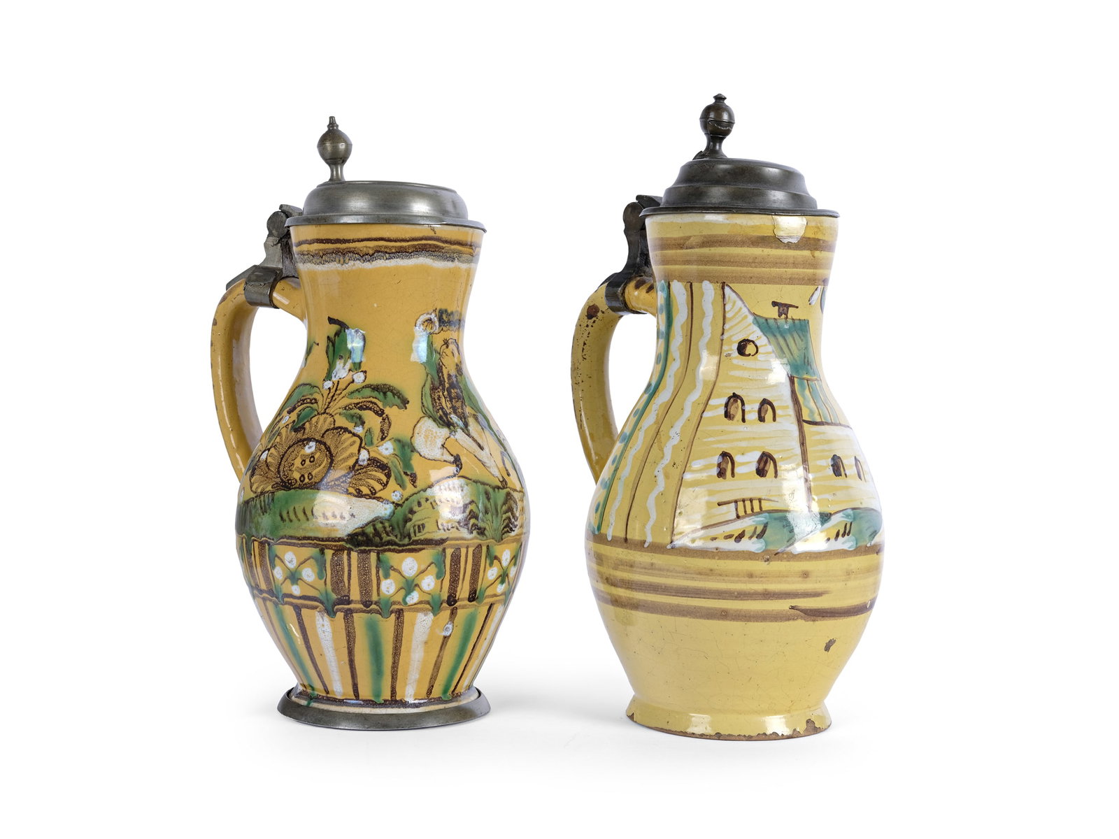 BUNDLE: 2 FAIENCE JUGS, GLAZED FAIENCE - 3