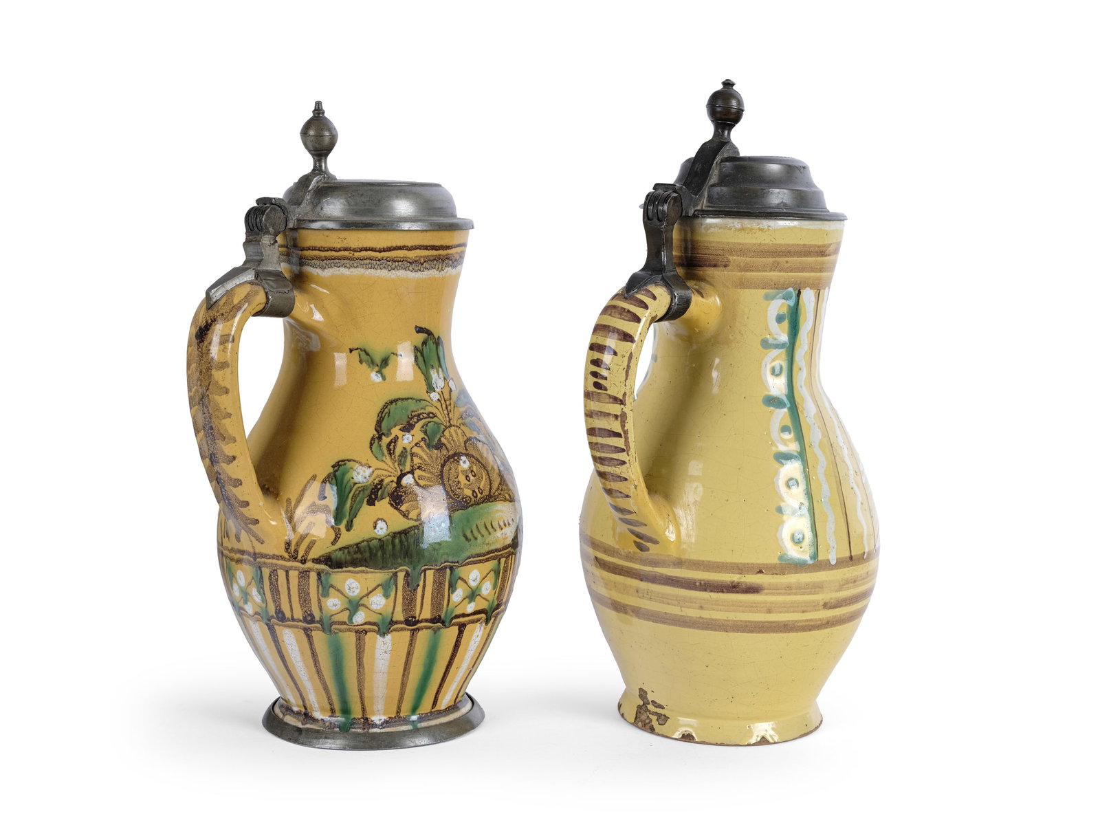 BUNDLE: 2 FAIENCE JUGS, GLAZED FAIENCE - 4
