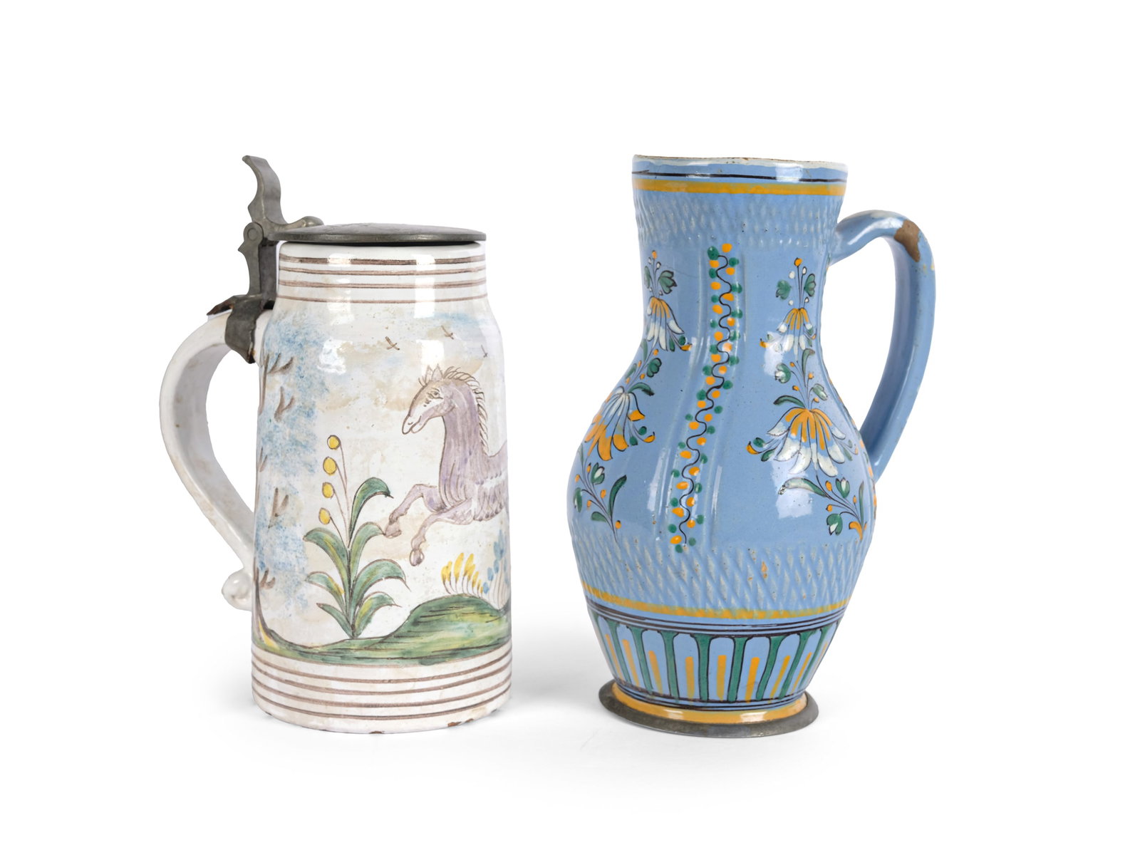 BUNDLE: 2 FAIENCE JUGS, GLAZED FAIENCE (1 of 3)