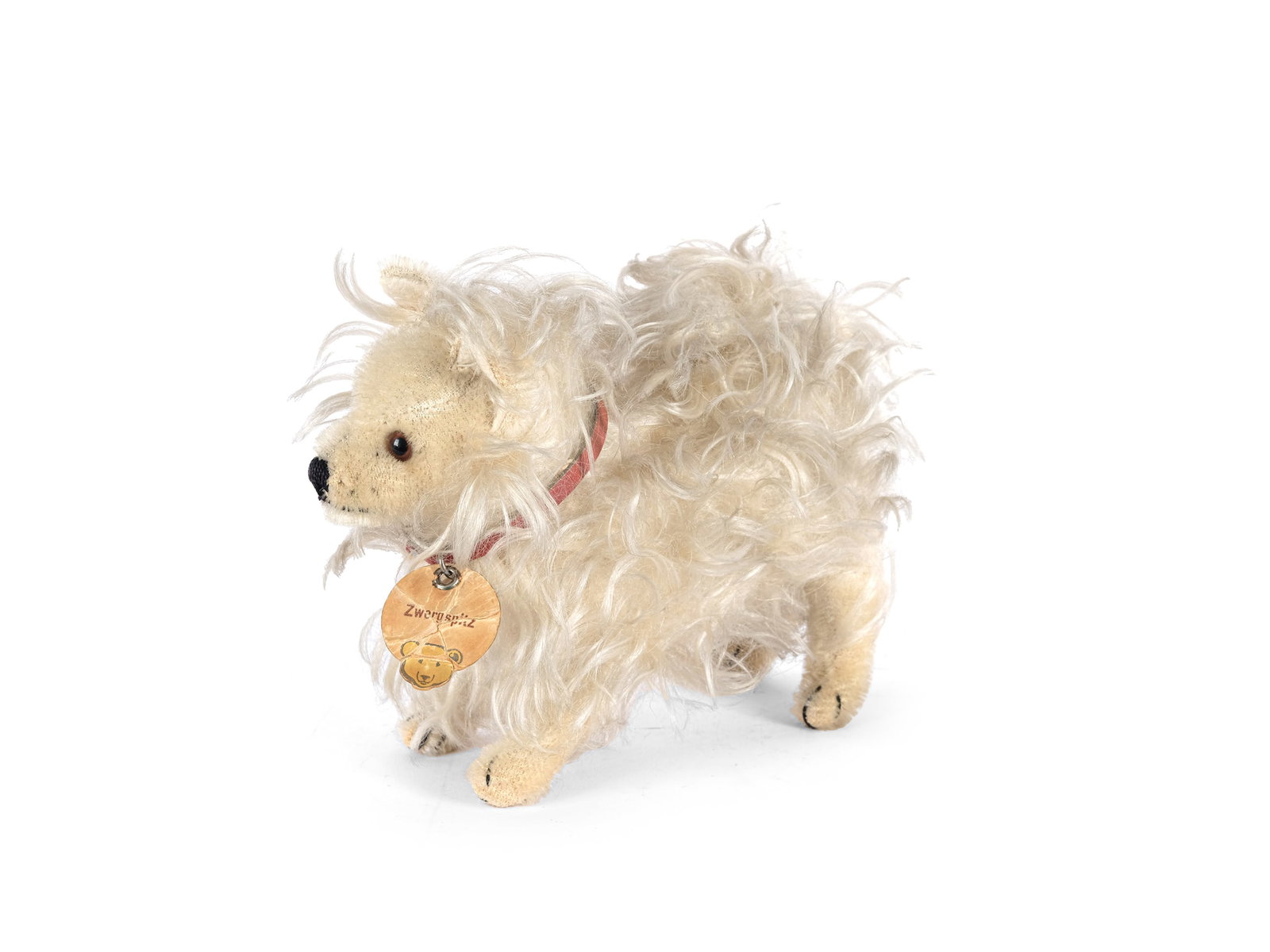 MINIATURE SPITZ, STEIFF: Miniature SpitzSteiffWith a button in the earLength 20 cm, height 16 cm