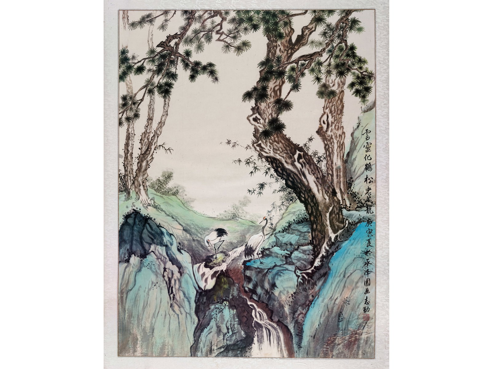 LANDSCAPE, CHINA: LandscapeChinaCirca 1900Watercolor on silk85 x 64.5 cm, total 93 x 72.8 cm