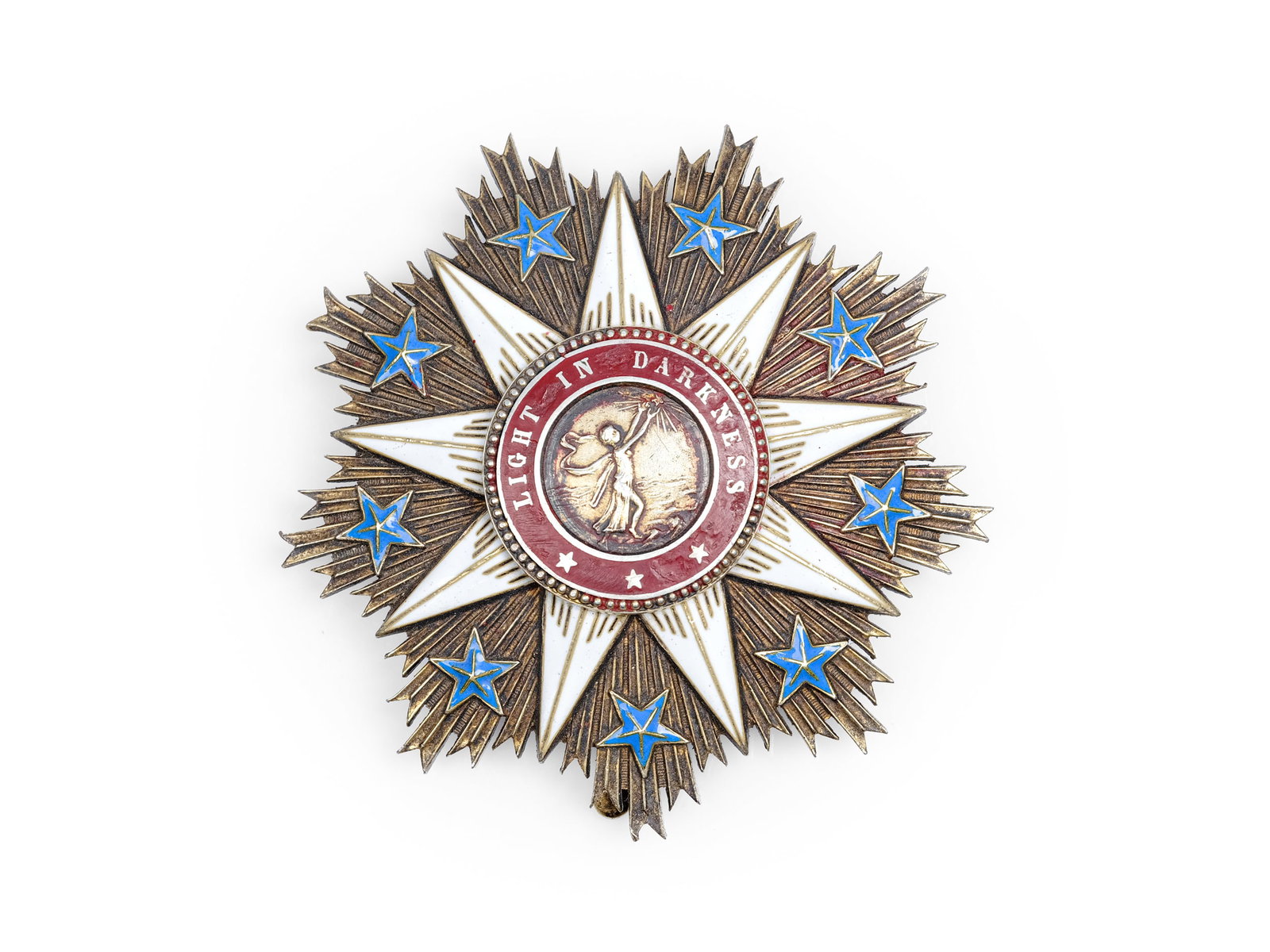 ORDER OF THE STAR, STAR OF AFRICA: Order of the StarStar of AfricaGilt silver and enamelAn award of the Republic of LiberiaDiameter 7.5 cmWeight 74 g