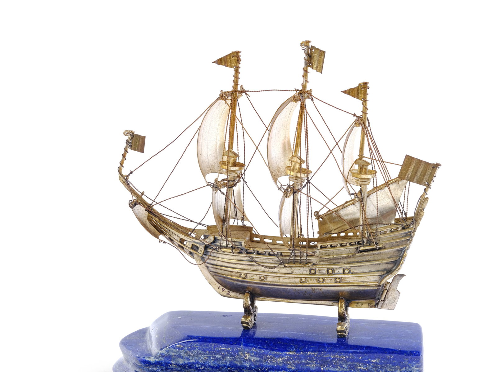 THREE-MASTED SHIP, SILVER, HALLMARKED (84 ZOLOTNIKI) (1 of 3)