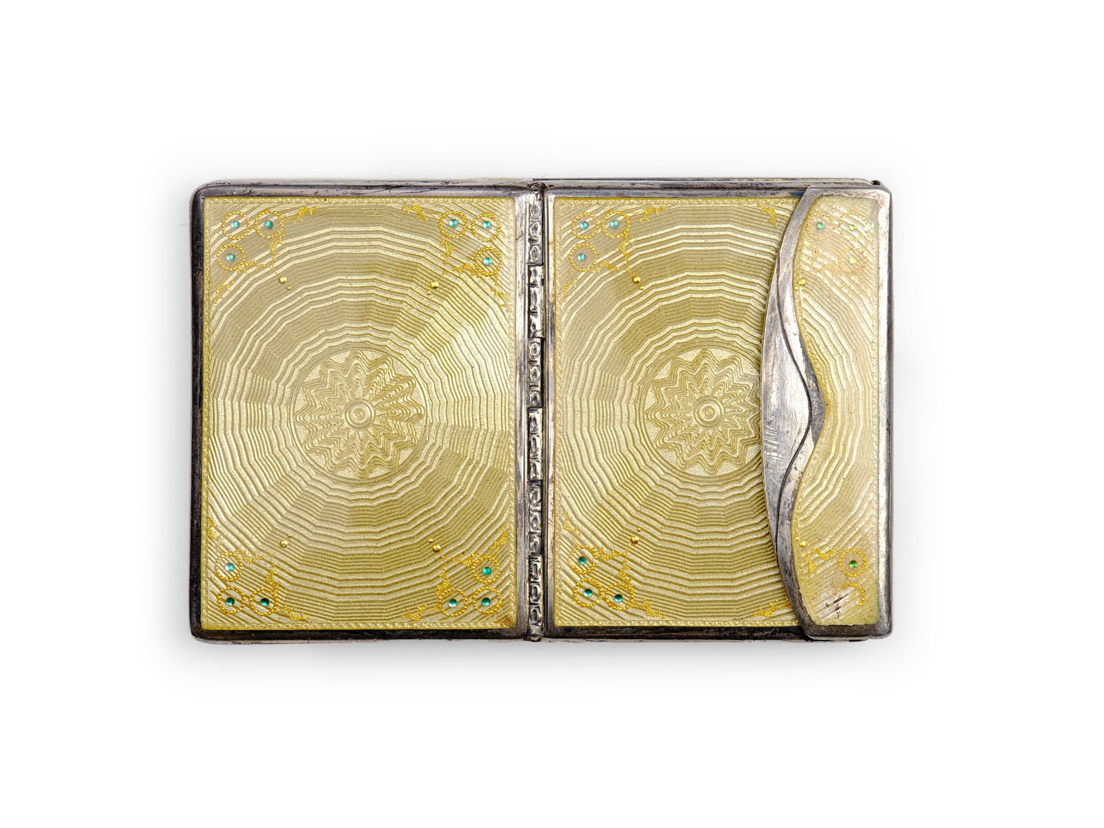 CIGARETTE CASE, SILVER WITH ENAMEL (1 of 3)