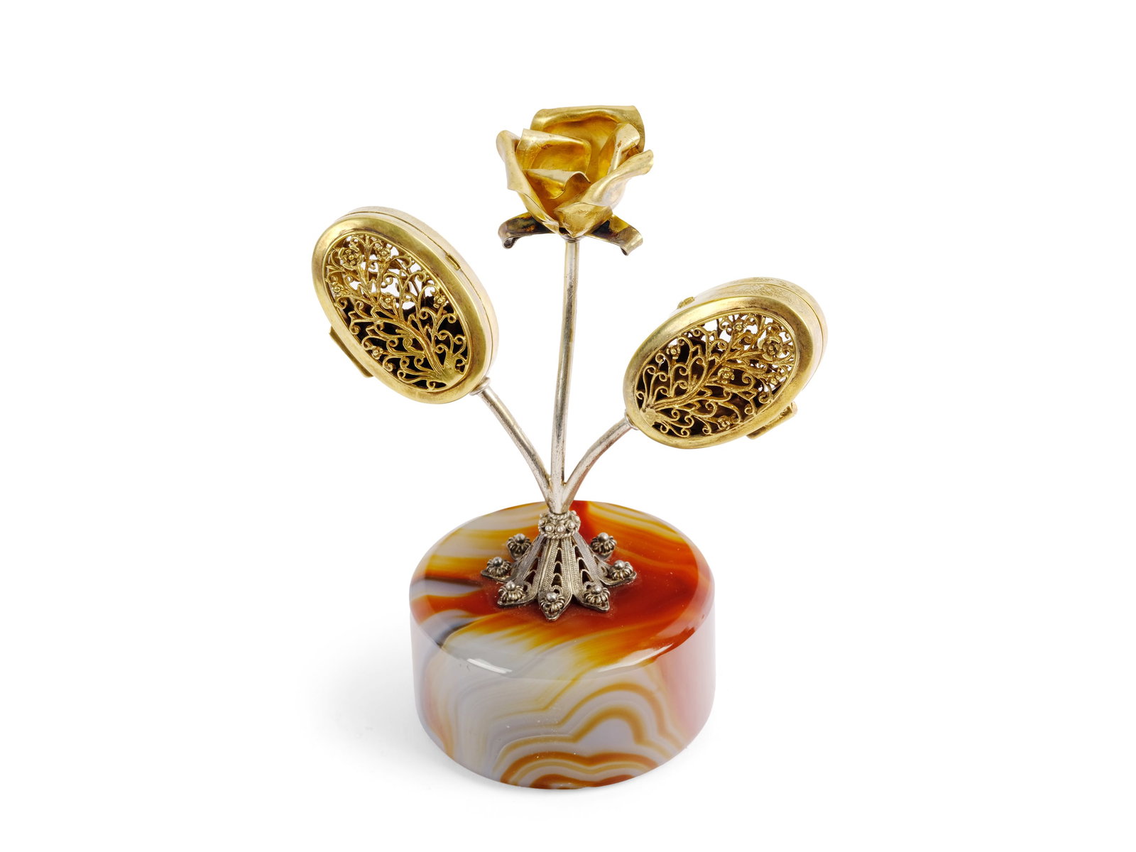 BESAMIM, AGATE BASE: BesamimAgate baseProbably silver and gilt silverHeight 12 cm