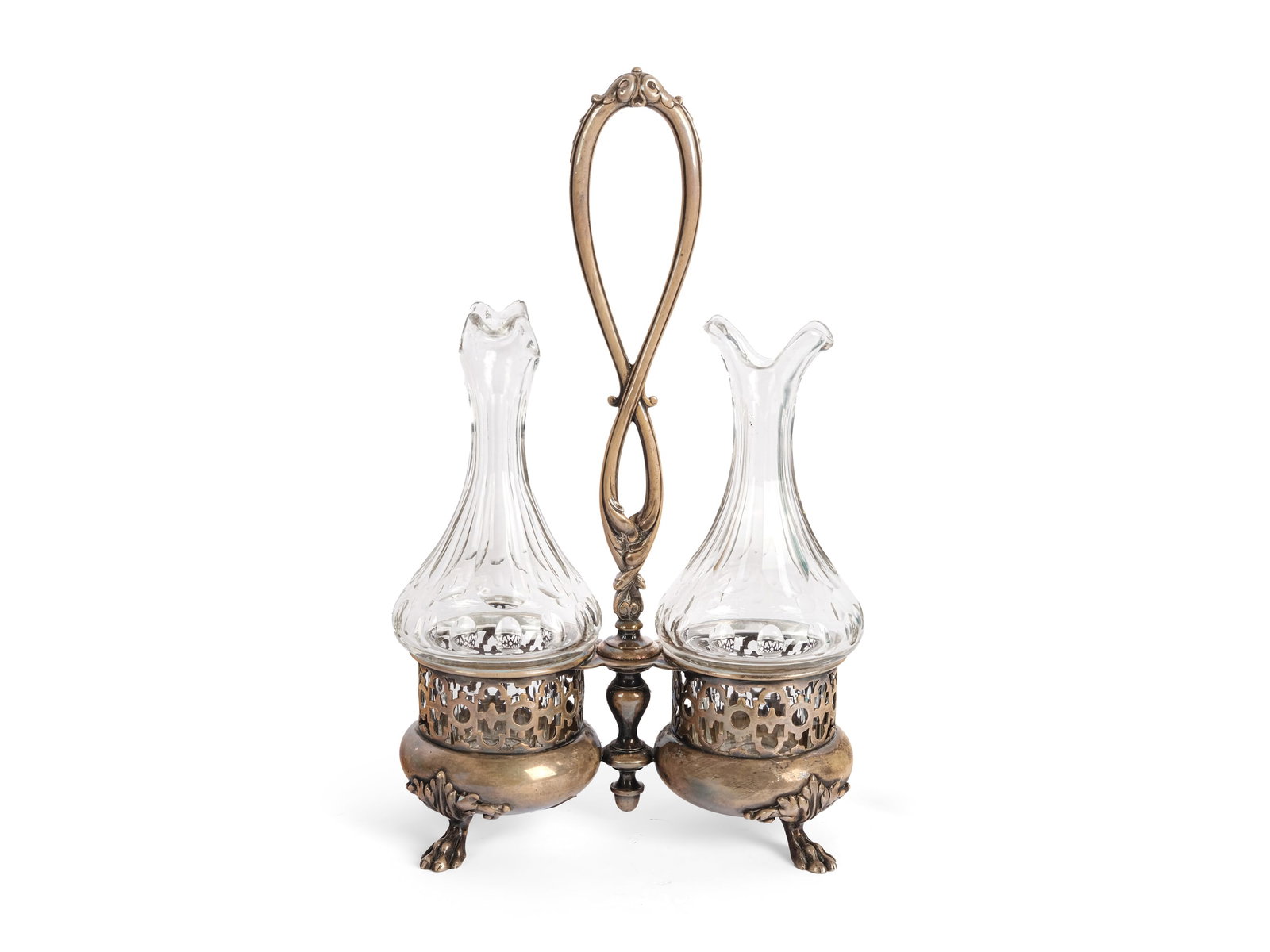 VINEGAR and OIL CARAFES, HALLMARKED SILVER (1 of 3)