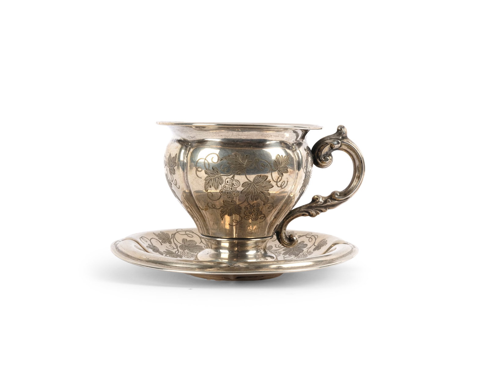 COCOA CUP WITH SAUCER, HALLMARKED SILVER (1 of 3)