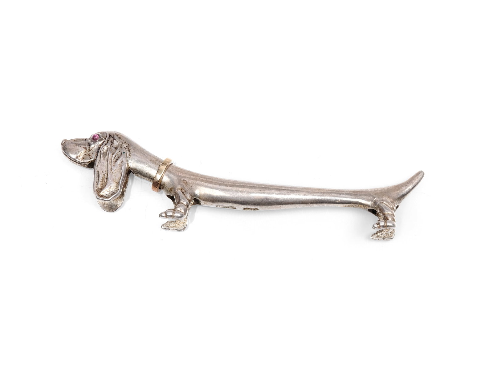DACHSHUND IN THE STYLE OF FABERGE?, HALLMARKED SILVER (84 ZOLOTNIKI) (1 of 3)