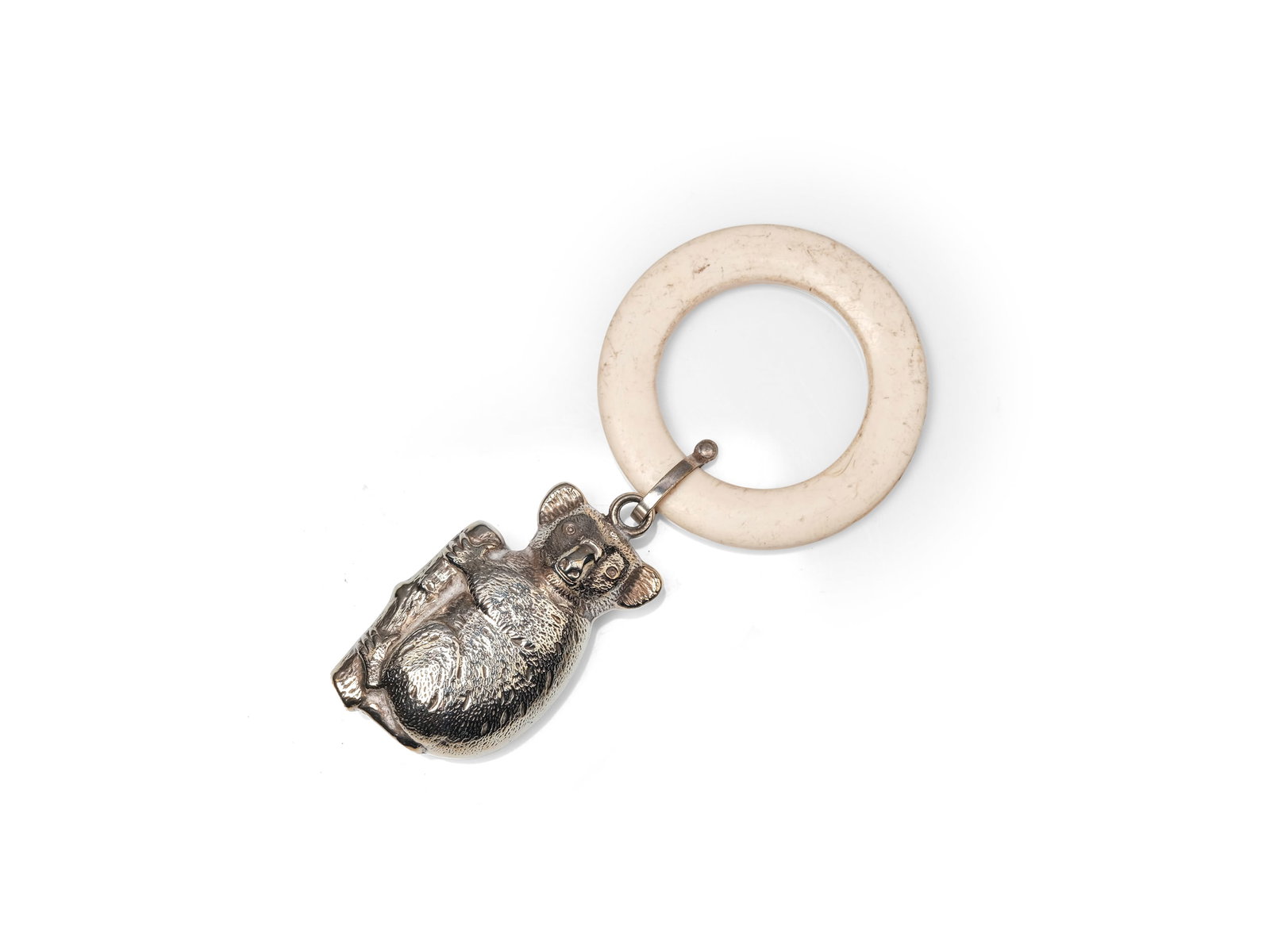 BABY RATTLE WITH TEETHING RING, SILVER-PLATED (1 of 1)