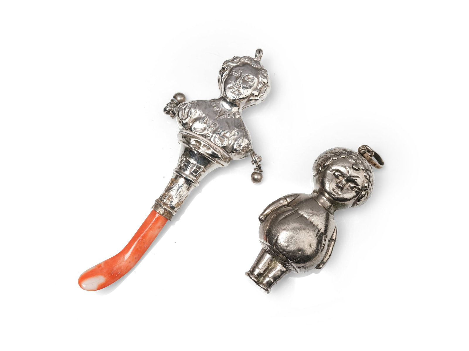 PAIR OF BABY RATTLES, HALLMARKED SILVER (1 of 2)